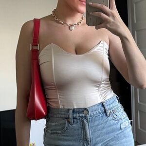 Lulus Satin Strapless Corset Bodysuit